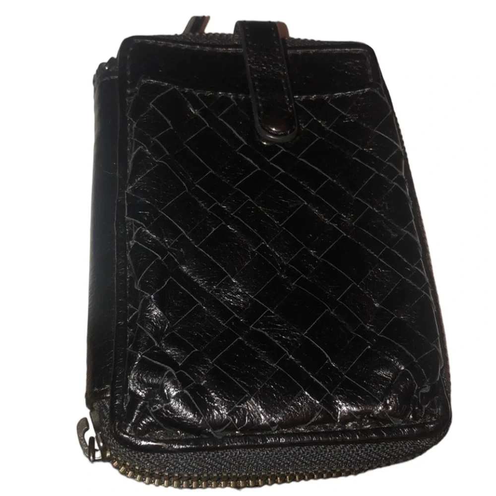 Elliott Lucca black Wigan genuine leather wallet / mobile & card case